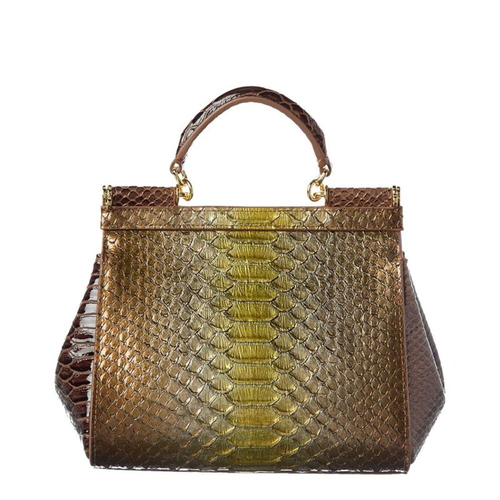 Tiffany & Fred Paris Python-Embossed Leather Satc… - image 2